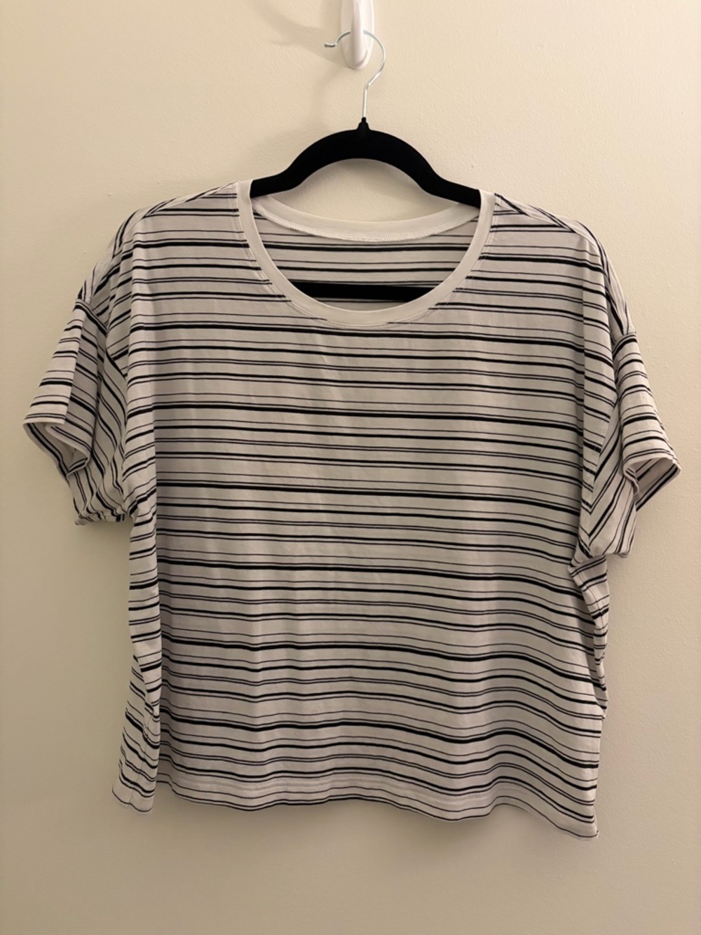 lululemon athletica White and Black Striped Cates Tee